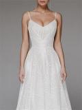 Black Straps Low Cut V Neck Embroidered Mesh Lace Elegant Evening Party Wedding Long Dress