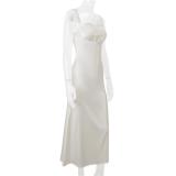 Apricot Straps Sexy Elegant Bodycon Evening Pleated Prom Long Dress