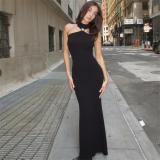 Black Halter Neck Snatched Cut Out Women Casual Prom Dress