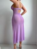 Purple Straps V Neck Mesh See Through Erotic Evening Nights Sleepwear 008