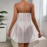 White Mesh Flower See Through Seductive Lingerie Underwear