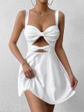 White Straps Cut Out Low Cut Sexy Party Clubwear