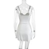 White Straps Cut Out Low Cut Sexy Party Clubwear