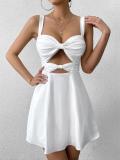 White Straps Cut Out Low Cut Sexy Party Clubwear