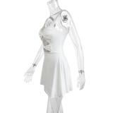 White Straps Cut Out Low Cut Sexy Party Clubwear
