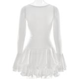 White Flare Long Sleeve Single-Breasted Pleated Ruffles Club Mini Dress