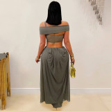 Gray Low Cut Straps Low Cut Cut Out Mesh See Through Pleated Club Maxi Dress