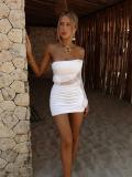 White Off Shoulder Mesh See Through Flowers Sexy Clubwear