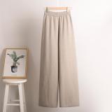Khaki Women Elegant Polo Collar Knitted Pullover Tops Wide-Leg Trousers Two-Piece Sweater Sets
