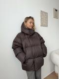 Brown Women Long Sleeve Loose Cotton Jacket Solid Hooded Coats
