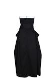 Black Off Shoulder Single Breasted Belted Fashion Women Pleated Maxi Dress