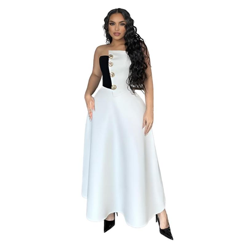 White Elegant Women Two Pieces Crop Top High Waist A-Line Evening Skirt Dress Sets