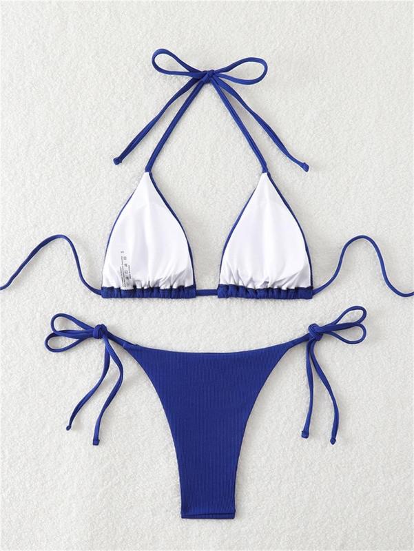 Royal Blue Triangle Halter Bikini Sexy Brazilian Swimsuit Women String Swimwear