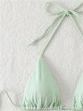 Mint Green Triangle Halter Bikini Sexy Brazilian Swimsuit Women String Swimwear