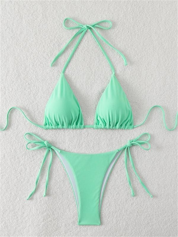 Cyan Triangle Halter Bikini Sexy Brazilian Swimsuit Women String Swimwear