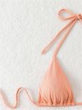 Lotus Pink Triangle Halter Bikini Sexy Brazilian Swimsuit Women String Swimwear