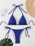 Royal Blue Triangle Halter Bikini Sexy Brazilian Swimsuit Women String Swimwear