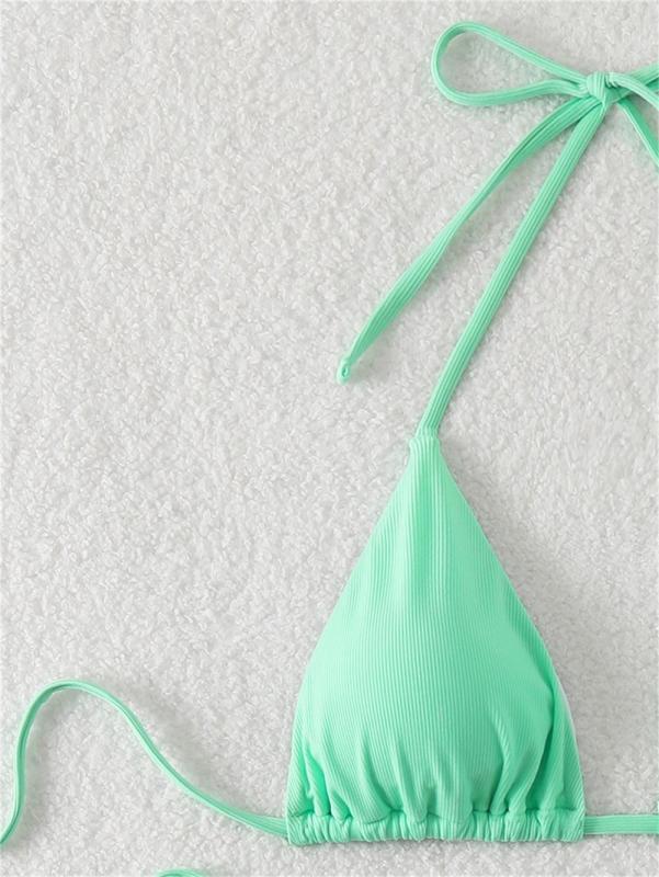 Cyan Triangle Halter Bikini Sexy Brazilian Swimsuit Women String Swimwear
