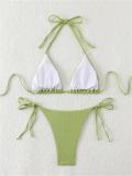 Green Triangle Halter Bikini Sexy Brazilian Swimsuit Women String Swimwear