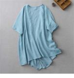 Blue Ultra-thin Cotton Linen Loose Cardigan Women's Mid-length Shawl Jacket Outer Sunscreen Shirt