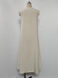 Apricot Sleeveless Fashion Women Summer Elegant Slit Side Maxi Dress