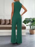 Green Sleeveless Vest Top Straight Fashion Wide Leg Pant Sets