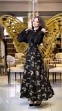 Black Puff Sleeve Mesh Bodycon Gilding Elegant Formal Long Dress