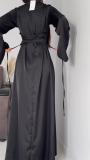 Black Long Sleeve Solid Color Elegant Women Back Lace Up Fashion Maxi Dress