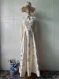 Apricot Puff Sleeve Mesh Bodycon Gilding Elegant Formal Long Dress