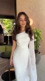 White Luxury Mesh Stain Cut Out Long Sleeve Pleated Back Lace Up Evening Formal Maxi Dress