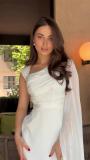 White Luxury Mesh Stain Cut Out Long Sleeve Pleated Back Lace Up Evening Formal Maxi Dress