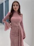 Pink Lace Luxury Women's Evening Party Maxi Formal Dress