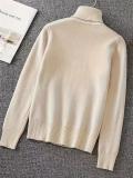 Beige Long Sleeve Knitted Velvet Turtleneck Winter Women Fashion Sweaters