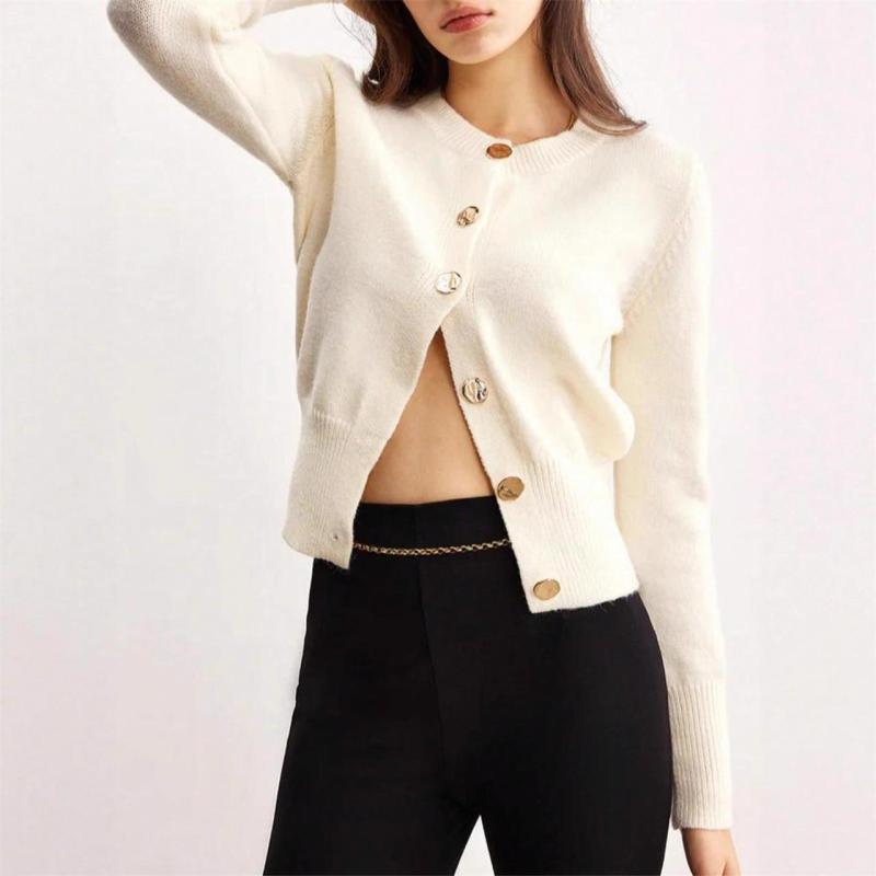 Beige Long Sleeve Single Breasted Cardigan Casual Jacket
