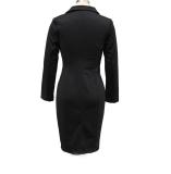 Black Women's Suit Double-Breasted Long-Sleeved Office Commuter Jacket Dress