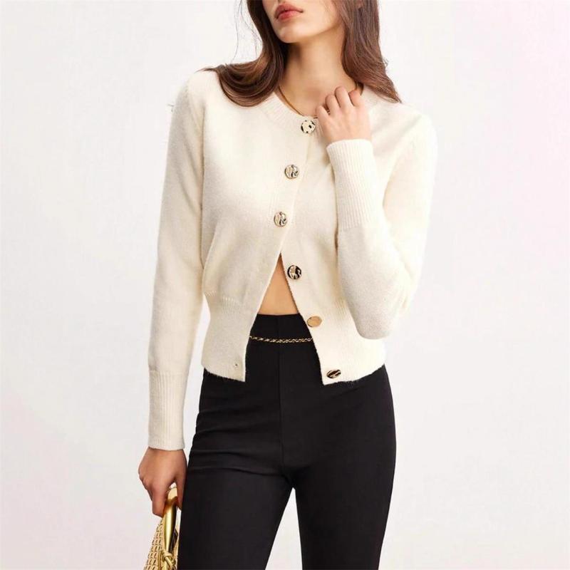 Beige Long Sleeve Single Breasted Cardigan Casual Jacket