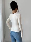 Beige Long Sleeve Knitted V Neck Pullover Sweaters Women's T-Skirt