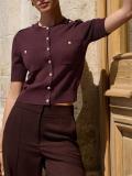 Purple Women Fashion Knitted Single Breasted Simple Office Casual Sweater Coat