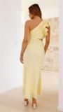 Yellow Sleeveless Evening Cut Out Solid Elegant Party Maxi Dress
