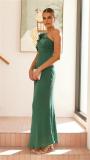 Green Sleeveless Evening Cut Out Solid Elegant Party Maxi Dress