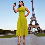 Yellow Green Sleeveless O-Neck Beading Knitted Fashion Formal Long Dress