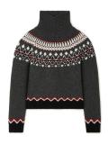 Black Gray Autumn & Winter Knit Turtleneck Jacquard Sweater Fashion Office Lady Tops