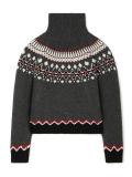 Black Gray Autumn & Winter Knit Turtleneck Jacquard Sweater Fashion Office Lady Tops