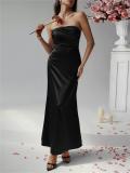 Black Off Shoulder Pleated Elegant Party Vacation Long Dress
