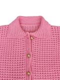Pink Two Pieces Knitted Sweater Tassels Hollow Sexy Skirt Sets