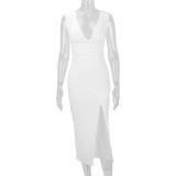 White Deep V Neck Sexy Women Party Clubwear