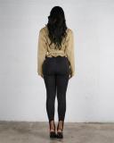 Khaki Long Sleeve Double Breasted Lace Up Casual Lady Office Jacket