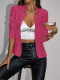 Rose Red Sequined Long Sleeve Casual Women Elegant Fashion Jacket Coat
