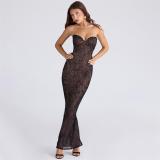 Black Off Shoulder Lace Bodycon Sexy Evening Formal Bodycon Maxi Dress with Shawl