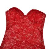 Red Off Shoulder Lace Bodycon Sexy Evening Formal Bodycon Maxi Dress with Shawl